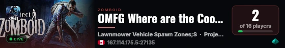 OMFG Where are the Coordinates?! PZ Serveer live status badge