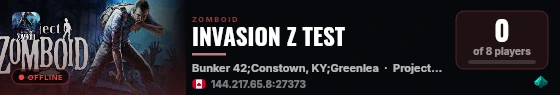 INVASION Z TEST live status badge