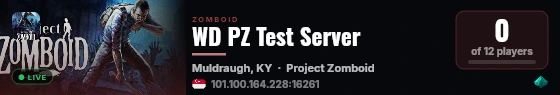 WD PZ Test Server live status badge