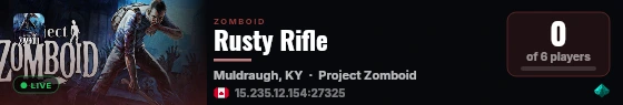 Rusty Rifle live status badge
