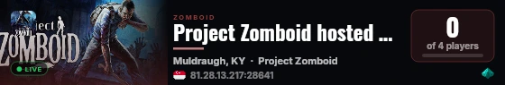 Project Zomboid hosted by gamever.io live status badge