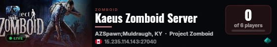 Kaeus Zomboid Server live status badge