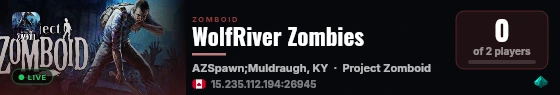 WolfRiver Zombies live status badge