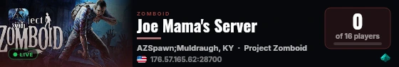 Joe Mama's Server live status badge