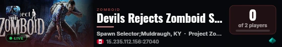 Devils Rejects Zomboid Server live status badge