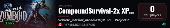 CompoundSurvival-2x XP-PvE live status badge