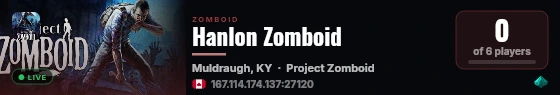 Hanlon Zomboid live status badge