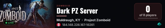Dark PZ Server live status badge