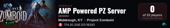 AMP Powered PZ Server live status badge