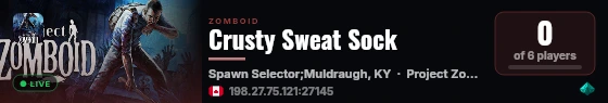 Crusty Sweat Sock live status badge