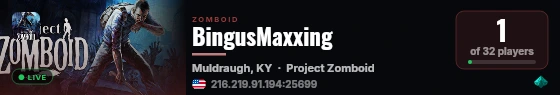 BingusMaxxing live status badge