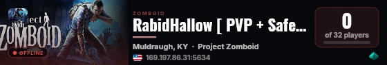 RabidHallow [ PVP + SafeZones | RP | Economy | Custom Claims | live status badge