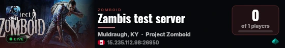 Zambis test server live status badge