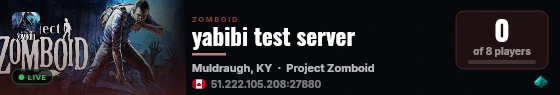 yabibi test server live status badge