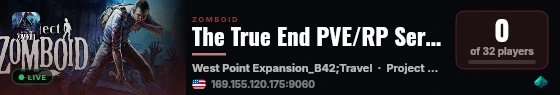 The True End PVE/RP Server live status badge