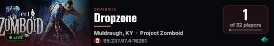 Dropzone live status badge
