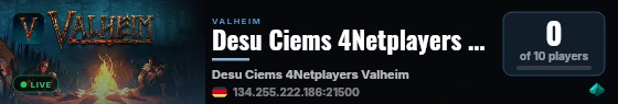 Desu Ciems 4Netplayers Valheim Server live status badge