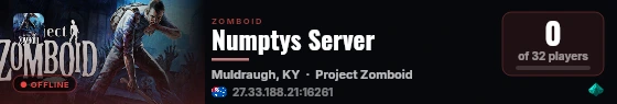 Numptys Server live status badge
