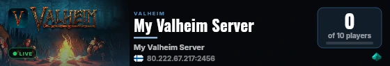 My Valheim Server live status badge