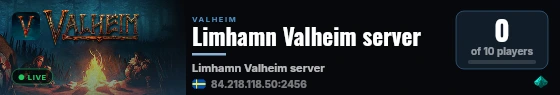 Limhamn Valheim server live status badge