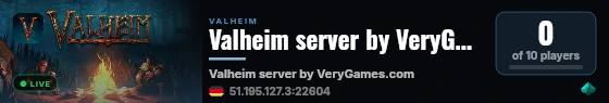 Valheim server by VeryGames.com - DediGames Box live status badge