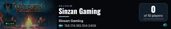 Sinzan Gaming live status badge