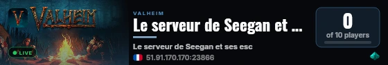 Le serveur de Seegan et ses esclaves live status badge