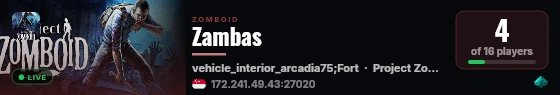 Zambas live status badge