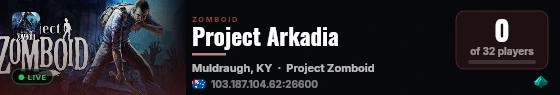 Project Arkadia live status badge