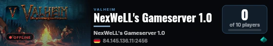 NexWeLL's Gameserver 1.0 live status badge