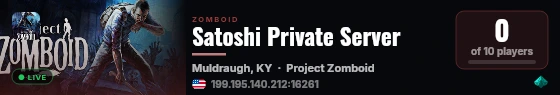 Satoshi Private Server live status badge