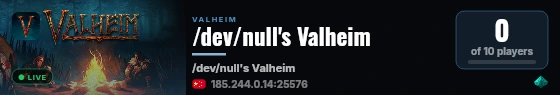 /dev/null's Valheim live status badge