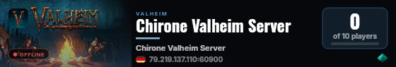 Chirone Valheim Server live status badge
