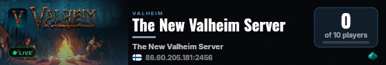 The New Valheim Server live status badge