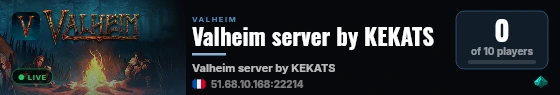 Valheim server by KEKATS live status badge