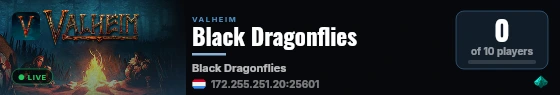 Black Dragonflies live status badge