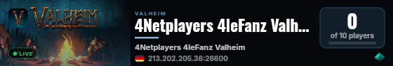 4Netplayers 4leFanz Valheim live status badge