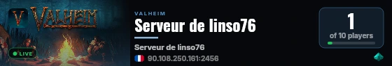Serveur de linso76 live status badge