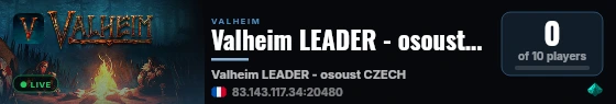 Valheim LEADER - osoust CZECH live status badge