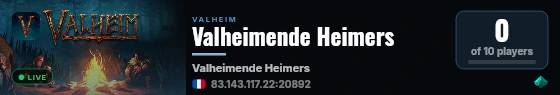 Valheimende Heimers live status badge