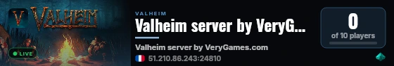 Valheim server by VeryGames.com - DediGames Box live status badge