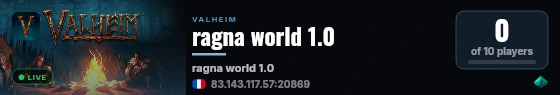 ragna world 1.0 live status badge