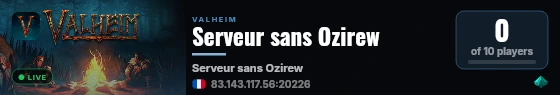 Serveur sans Ozirew live status badge