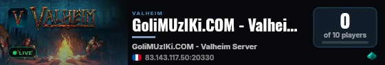 GoliMUzIKi.COM - Valheim Server live status badge
