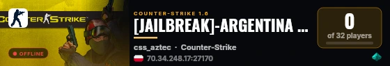[JAILBREAK]-ARGENTINA CS-#4 (SOLO de_inferno Only 30 SLOTS) By LocalStrike live status badge