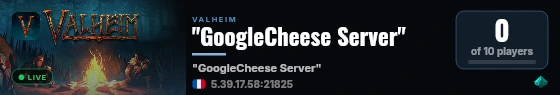 "GoogleCheese Server" live status badge