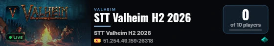STT Valheim H2 2026 live status badge