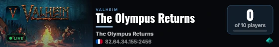 The Olympus Returns live status badge