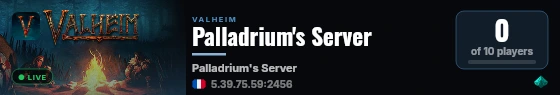 Palladrium's Server live status badge