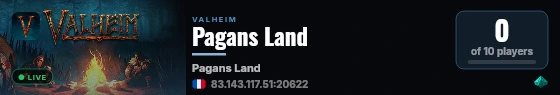 Pagans Land live status badge